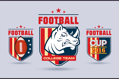 Flat vector football or rugby logo set for sport team