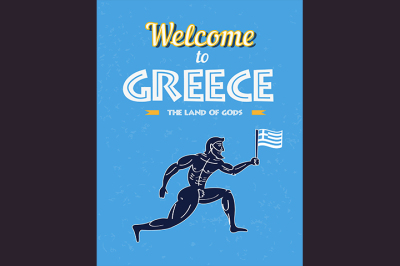 Travel to Greece Poster - funny greece runner warrior 