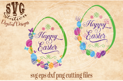 Happy Easter Eggs With Butterflies / SVG DXF PNG EPS Cutting File Silhouette Cricut