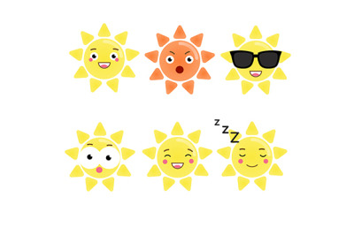 Cute sun emoji. Sun icons