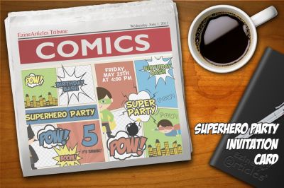 Superhero party invitation card
