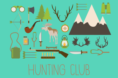 Hunting icons set