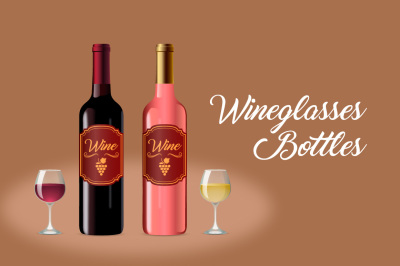 realistic wine bottles vector