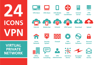 24 Vector Icons VPN Virtual Private Network