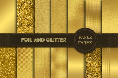 Gold foil and glitter digital paper 