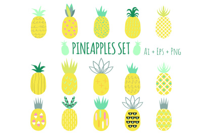 Creative Pineapples Set Vector