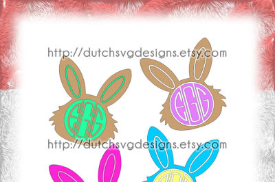 2 Easter bunny monogram frame cutting files&2C; in Jpg Png Studio3 SVG EPS DXF&2C; for Cricut &amp; Silhouette&2C; easterbunny initials clipart vector