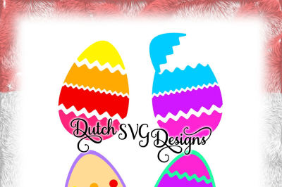 Set of 4 easter eggs cutting files, in Jpg Png SVG EPS DXF, for Cricut & Silhouette, easter, clipart, vector, paper vinyl decal diy