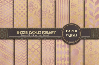 Rose gold kraft digital paper 