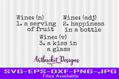 Wine Definition Set of 3
