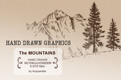 The Mountains. Hand drawn illustrations