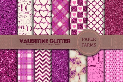 Valentine glitter digital paper 