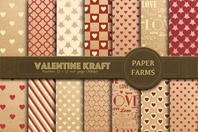 Valentine kraft digital paper 