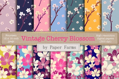 Vintage cherry blossom patterns