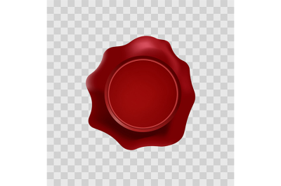 Red wax stamp with blank space for text on the transparent background. 