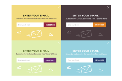 Design of the website form for email subscribe.Vector set.