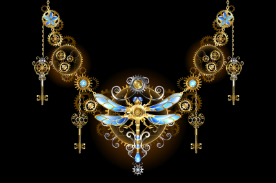 Symmetric Ornament with Dragonfly ( Steampunk )