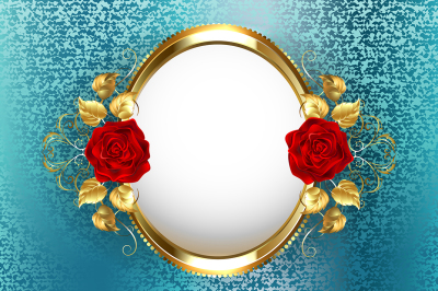Oval Frame with Roses