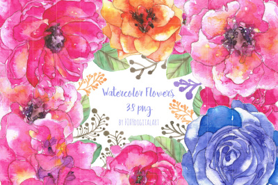 Watercolor Flowers Clipart