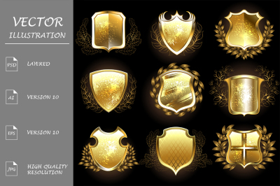 Set of Golden Shields ( Gold shields )