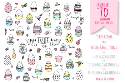 70 hand drawn Easter elements!