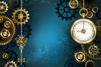 Turquoise Background with Gears ( Steampunk )