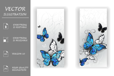 Two Banners with Butterflies Morpho