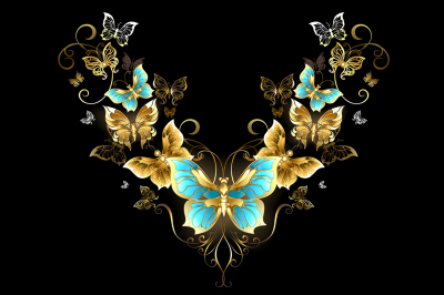 Symmetrical Pattern of Golden Butterflies