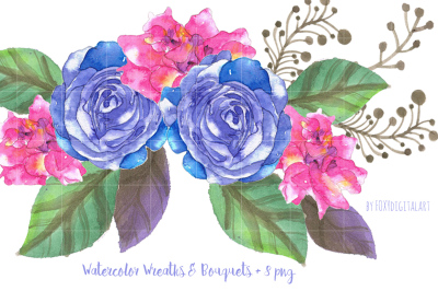 Watercolor Wreath Bouquet Clipart