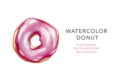 Pink watercolor donut.