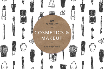 Cosmetics and makeup. Illustrations.