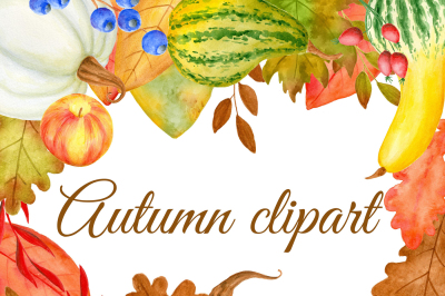 Autumn and pumpkins clipart