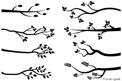 Black branches clipart, Tree branch silhouettes clip art, Bare branches, Leafy branch