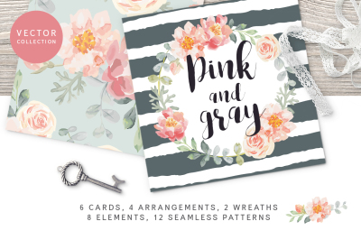 Pink and Gray floral collection
