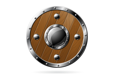 Vector round wooden shield