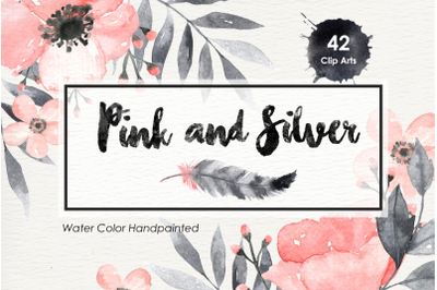 Pink and Silver Flower Clip Arts