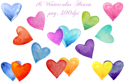 Watercolor Valentine Hearts