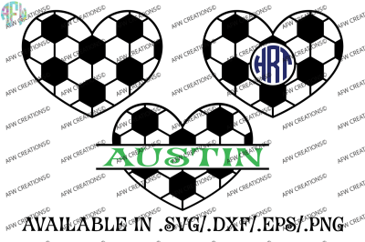 Soccer Hearts - SVG, DXF, EPS DIgital Cut Files