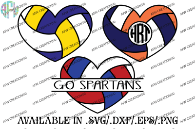 Volleyball Hearts - SVG, DXF, EPS Digital Cut Files