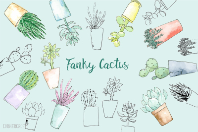 Watercolor Funky Cactus