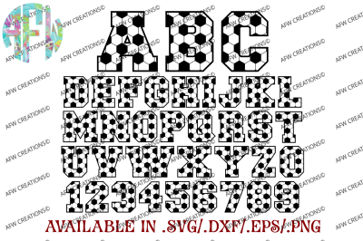 Soccer Letters & Numbers - SVG, DXF, EPS Digital Cut FIles