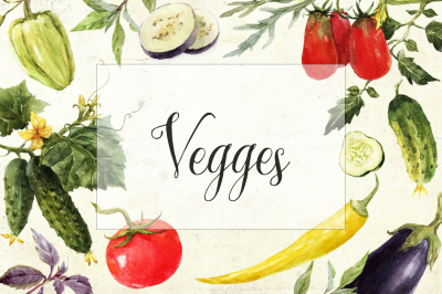 Watercolor Vegetables (VECTOR+PSD+PNG)
