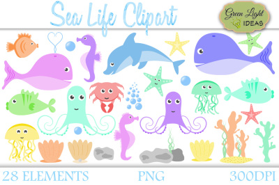 Sea Life Clipart, Sea Animals Graphics