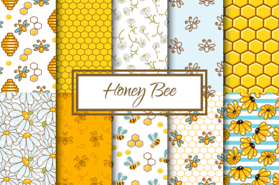 Honey Bee Seamless Patterns