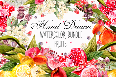 Hand Drawn Watercolor Bundle FRUITS