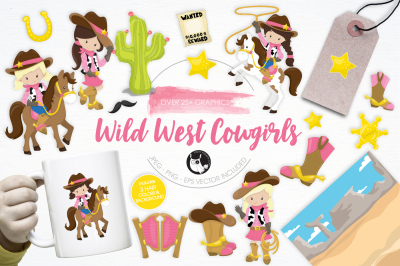 Wild West Cowgirls graphics and illustrations