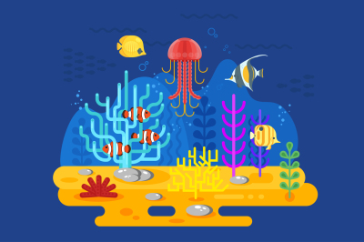 Coral reef with fishes
