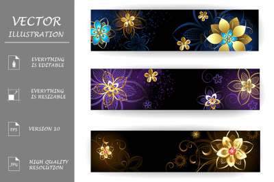 Banners with Abstract Flowers