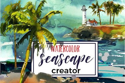 Watercolor Seascape Creator Design Kit