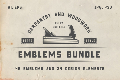 48 Vintage Carpentry Emblems